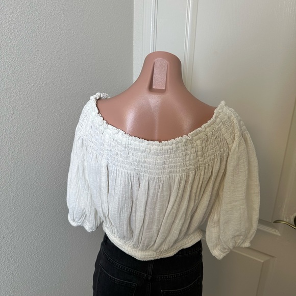 Free People/ We the free “Dancing Til Dawn”White Billowy Gauzy Peasant crop - Picture 5 of 6